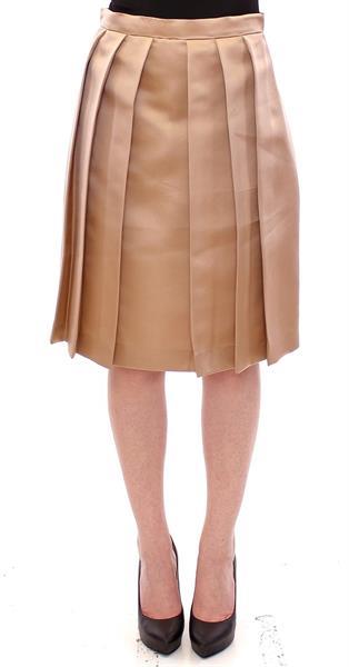 Grote foto andrea incontri brown silk solid mini pleated skirt it44 l kleding dames jurken en rokken