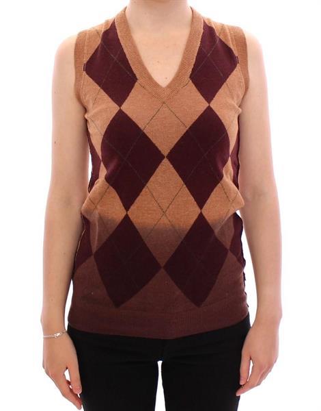 Grote foto dolce gabbana brown wool blend sleeveless vest sweater s kleding dames truien en vesten