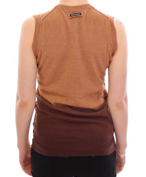 Grote foto dolce gabbana brown wool blend sleeveless vest sweater s kleding dames truien en vesten