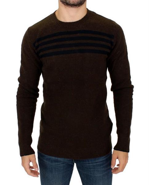 Grote foto costume national brown striped crewneck sweater it52 xl kleding heren truien en vesten