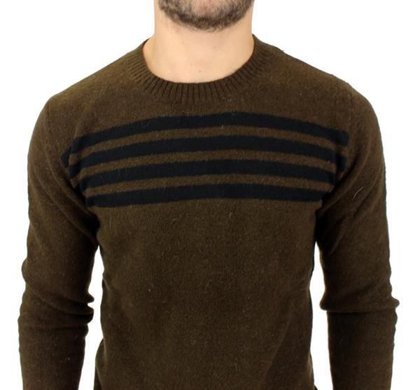 Grote foto costume national brown striped crewneck sweater it52 xl kleding heren truien en vesten