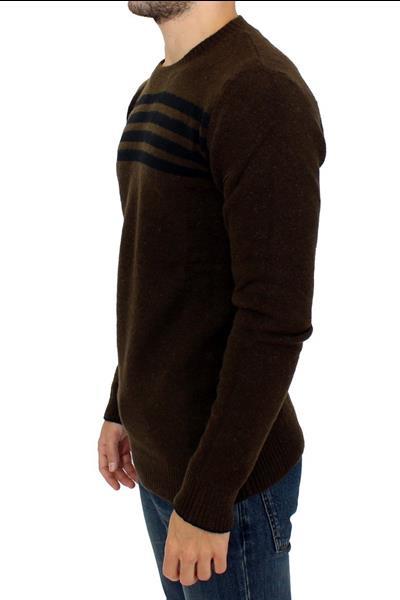 Grote foto costume national brown striped crewneck sweater it52 xl kleding heren truien en vesten