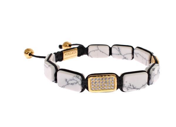 Grote foto nialaya cz howlite gold 925 bracelet m kleding dames sieraden