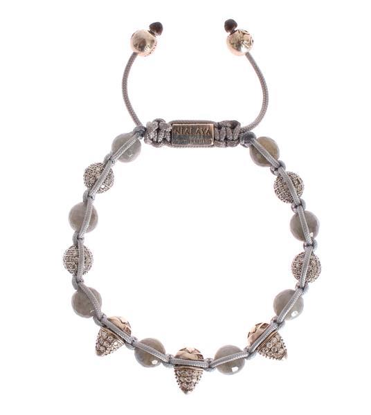 Grote foto nialaya cz cone labrodite 925 silver bracelet m kleding dames sieraden
