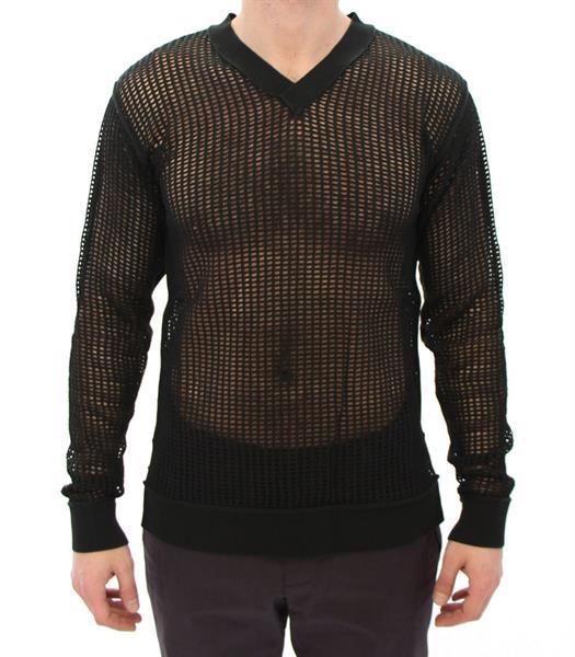 Grote foto dolce gabbana dark green runway netz pullover netted sweat kleding heren truien en vesten
