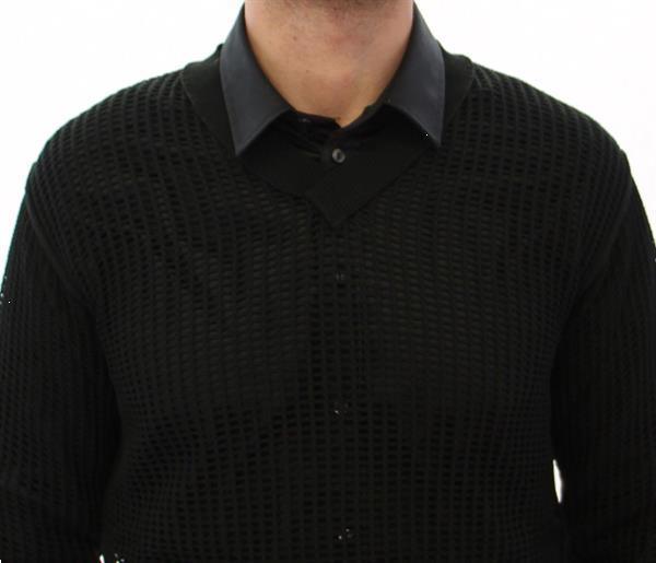 Grote foto dolce gabbana dark green runway netz pullover netted sweat kleding heren truien en vesten