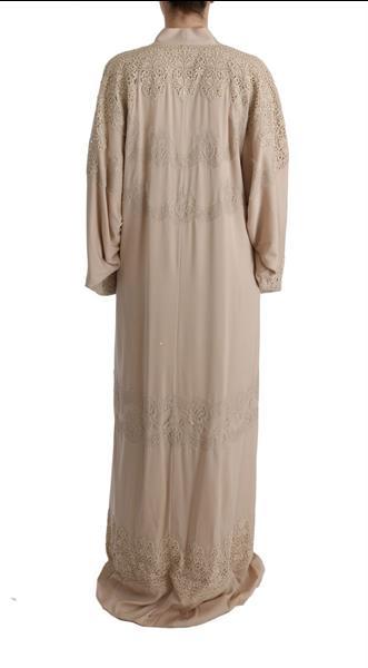Grote foto dolce gabbana beige floral applique lace kaftan dress it40 kleding dames jurken en rokken