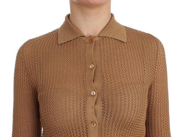 Grote foto dolce gabbana beige knitted cotton polo cardigan sweater i kleding dames truien en vesten