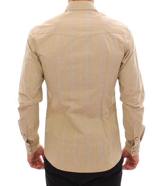 Grote foto dolce gabbana beige checkered sicilia fit logo casual shir kleding heren t shirts