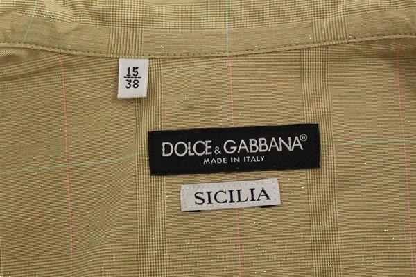 Grote foto dolce gabbana beige checkered sicilia fit logo casual shir kleding heren t shirts