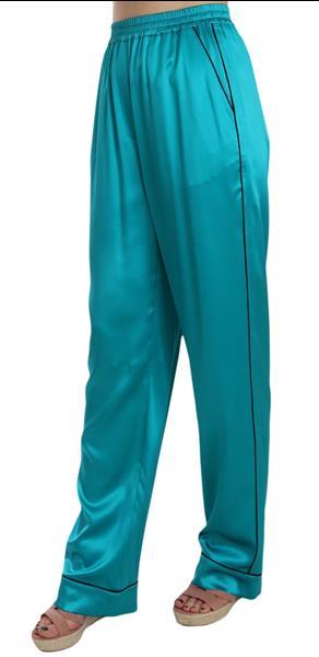 Grote foto dolce gabbana aqua blue silk stretch trousers pyjama pants kleding dames spijkerbroeken en jeans