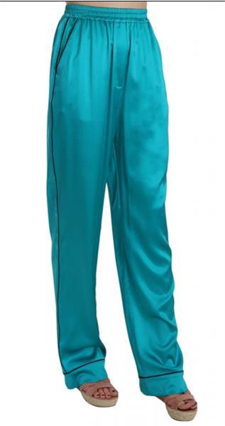 Grote foto dolce gabbana aqua blue silk stretch trousers pyjama pants kleding dames spijkerbroeken en jeans