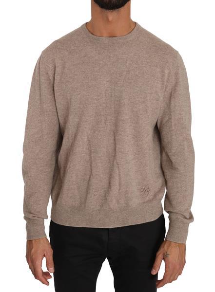 Grote foto dolce gabbana beige wool cashmere dg logo pullover sweate kleding heren truien en vesten