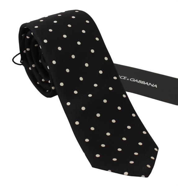 Grote foto dolce gabbana black 100 silk polka dot wide necktie kleding dames sieraden