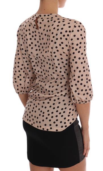 Grote foto dolce gabbana beige polka dotted silk blouse it48 xl kleding dames t shirts