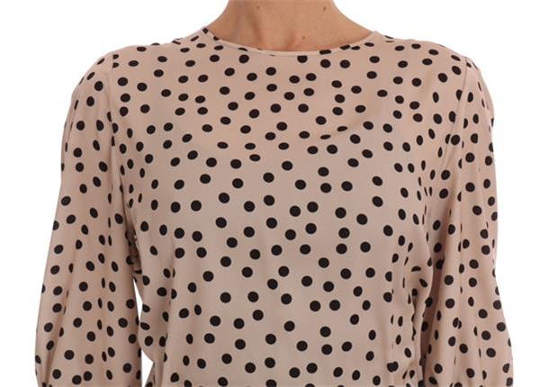 Grote foto dolce gabbana beige polka dotted silk blouse it48 xl kleding dames t shirts