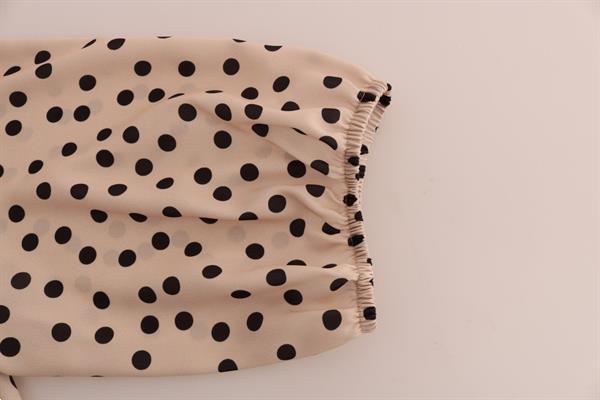 Grote foto dolce gabbana beige polka dotted silk blouse it48 xl kleding dames t shirts