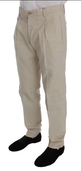 Grote foto dolce gabbana beige striped cotton chinos pants it48 m kleding heren spijkerbroeken en jeans