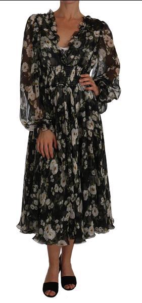 Grote foto dolce gabbana dolce gabbana black daisy floral silk shif kleding dames jurken en rokken