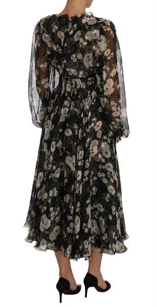 Grote foto dolce gabbana dolce gabbana black daisy floral silk shif kleding dames jurken en rokken