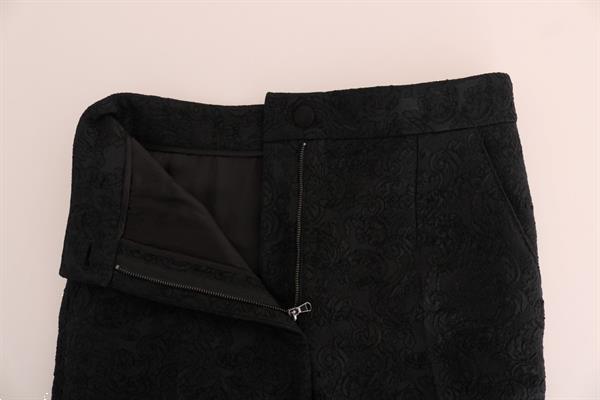 Grote foto dolce gabbana black floral brocade slim fit pants it38 xs kleding dames spijkerbroeken en jeans