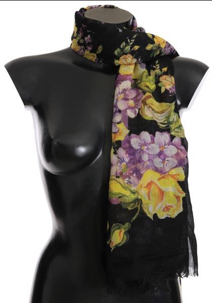 Grote foto dolce gabbana black floral cashmere scarf kleding dames sieraden