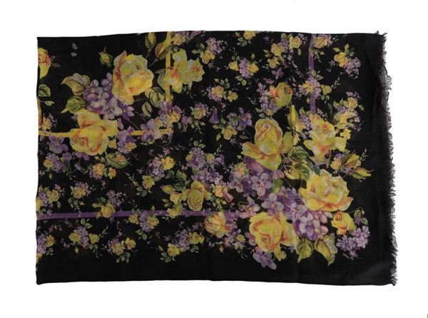 Grote foto dolce gabbana black floral cashmere scarf kleding dames sieraden