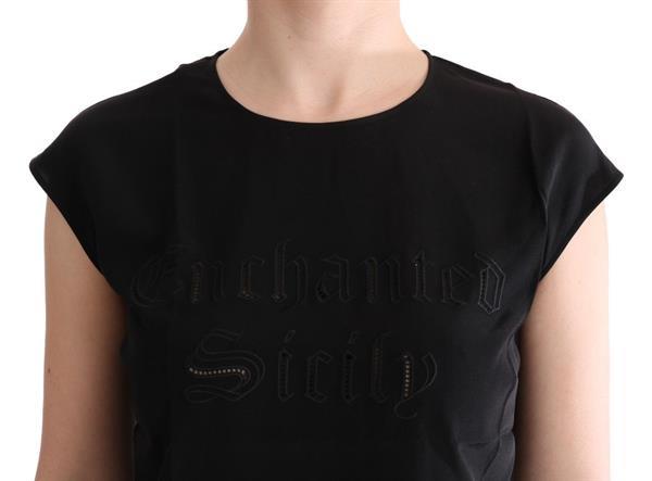 Grote foto dolce gabbana black enchanted sicily silk blouse t shirt i kleding dames t shirts
