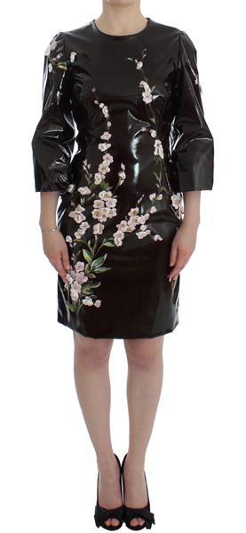 Grote foto dolce gabbana black floral 3 4 sleeve sheath dress it42 m kleding dames jurken en rokken