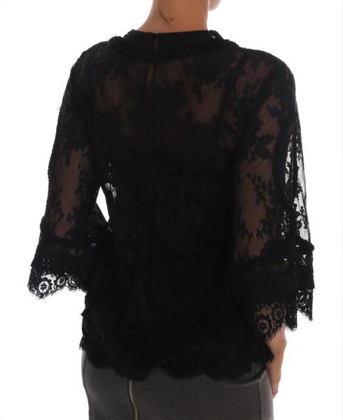 Grote foto dolce gabbana dolce gabbana black floral lace cutout sil kleding dames t shirts