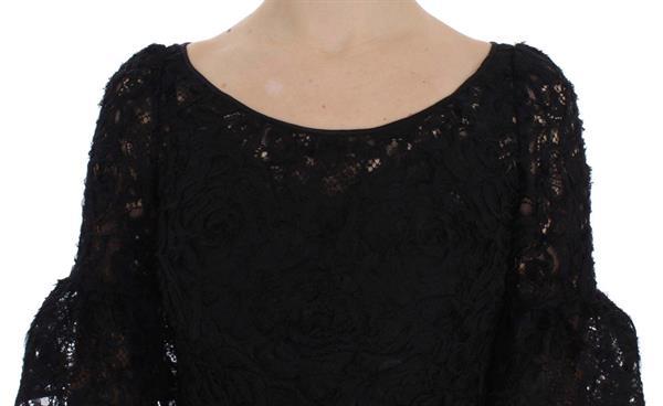 Grote foto dolce gabbana dolce gabbana black floral lace long bodyc kleding dames jurken en rokken
