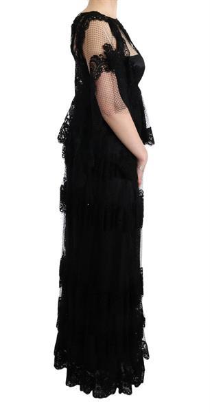 Grote foto dolce gabbana dolce gabbana black floral lace ricamo gow kleding dames jurken en rokken