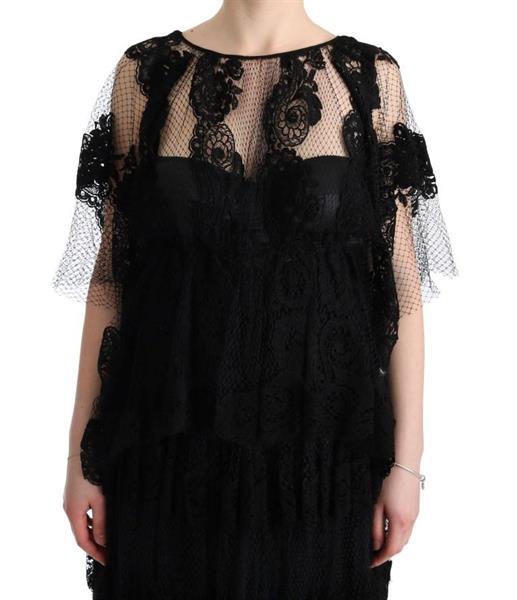 Grote foto dolce gabbana dolce gabbana black floral lace ricamo gow kleding dames jurken en rokken