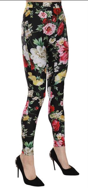 Grote foto dolce gabbana black floral print skinny leggings pants it4 kleding dames spijkerbroeken en jeans