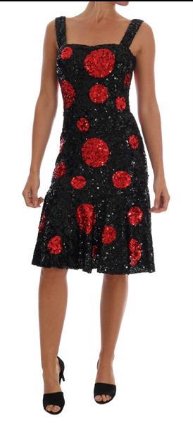Grote foto dolce gabbana dolce gabbana black red polka sequined shi kleding dames jurken en rokken