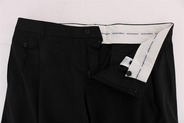 Grote foto dolce gabbana black striped wool stretch pants it54 xxl kleding heren spijkerbroeken en jeans