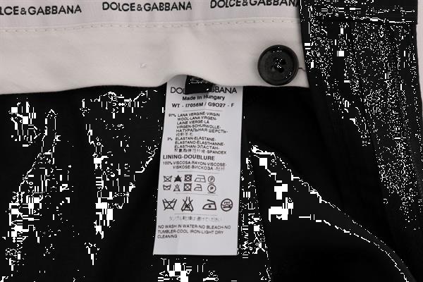 Grote foto dolce gabbana black striped wool stretch pants it54 xxl kleding heren spijkerbroeken en jeans