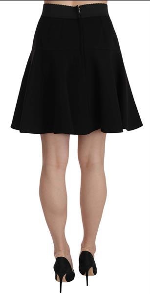 Grote foto dolce gabbana black solid a line fluted high waist mini sk kleding dames jurken en rokken
