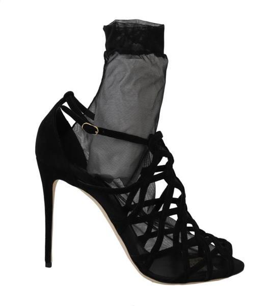 Grote foto dolce gabbana dolce gabbana black suede tulle ankle boot kleding heren schoenen