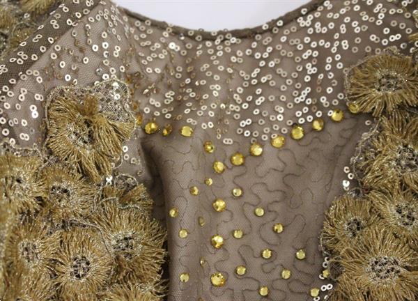 Grote foto lanre da silva ajayi gold long lace maxi crystal dress m kleding dames jurken en rokken