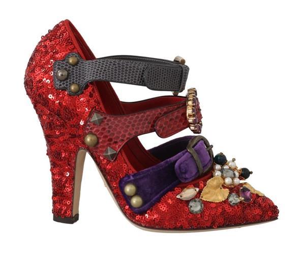 Grote foto dolce gabbana dolce gabbana red sequined crystal studs h kleding heren schoenen