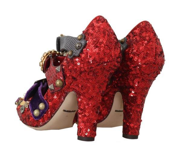 Grote foto dolce gabbana dolce gabbana red sequined crystal studs h kleding heren schoenen