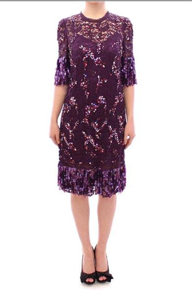 Grote foto dolce gabbana dolce gabbana purple floral lace crystal e kleding dames jurken en rokken