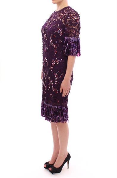 Grote foto dolce gabbana dolce gabbana purple floral lace crystal e kleding dames jurken en rokken