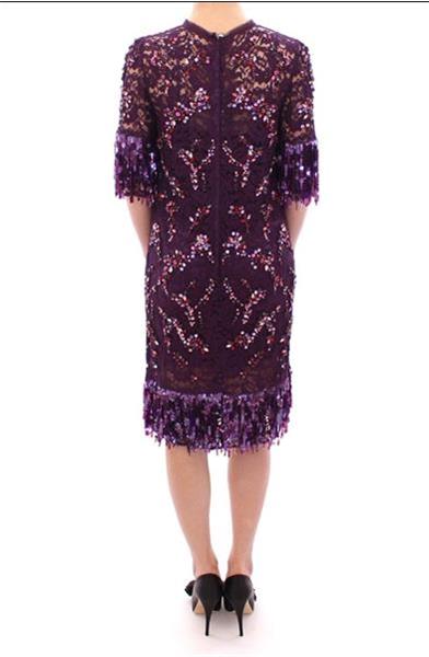 Grote foto dolce gabbana dolce gabbana purple floral lace crystal e kleding dames jurken en rokken