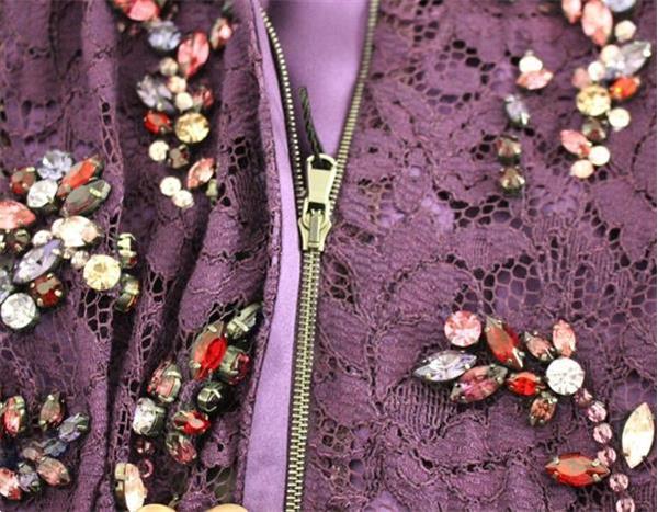 Grote foto dolce gabbana dolce gabbana purple floral lace crystal e kleding dames jurken en rokken
