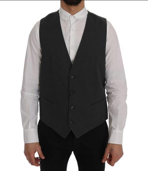 Grote foto dolce gabbana gray staff cotton striped vest it50 l kleding heren truien en vesten