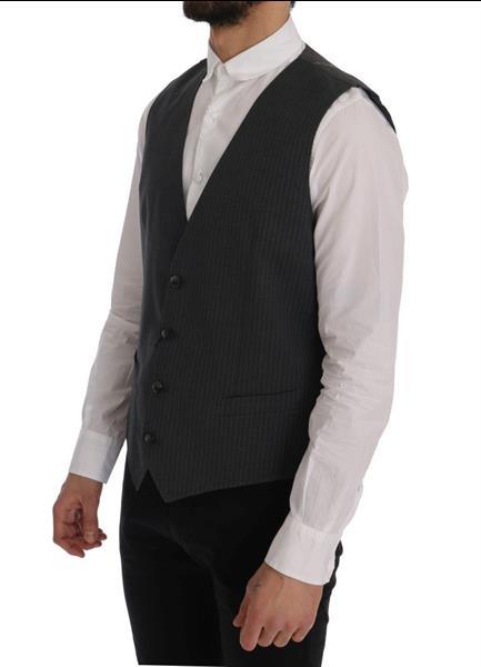 Grote foto dolce gabbana gray staff cotton striped vest it50 l kleding heren truien en vesten