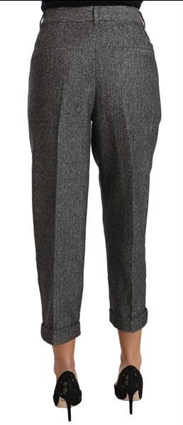 Grote foto dolce gabbana gray wool pleated cropped trouser pants it48 kleding dames spijkerbroeken en jeans