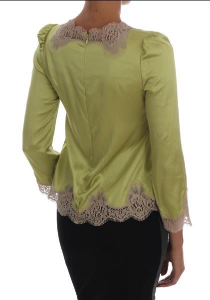 Grote foto dolce gabbana green silk stretch blouse top it38 xs kleding dames t shirts